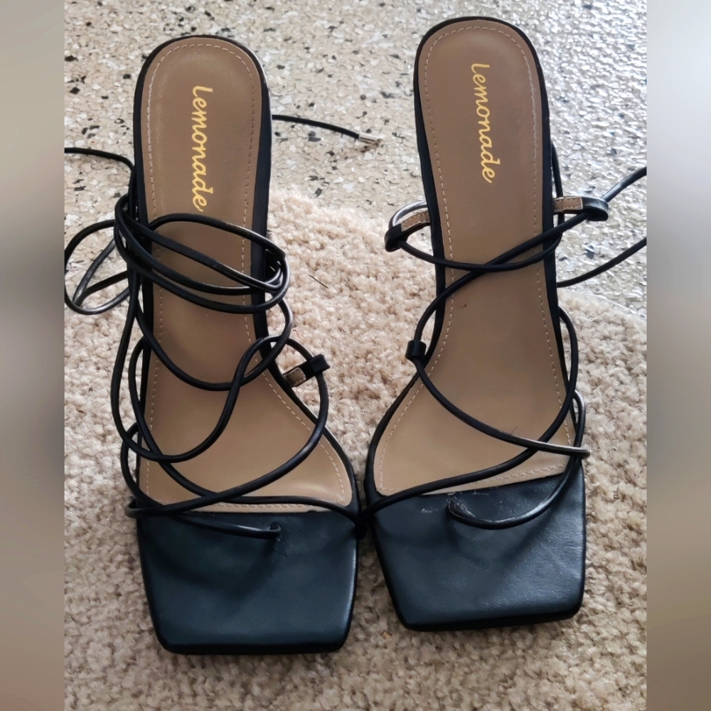 Lemonade LACE up Black Heels